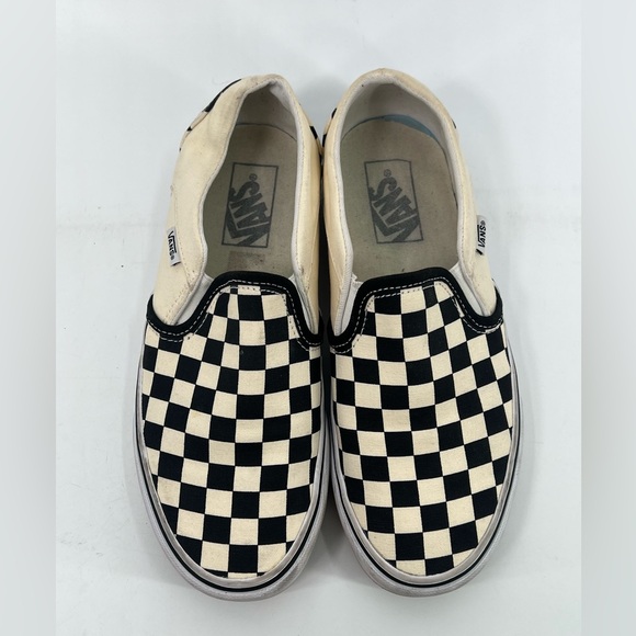 Vans Classic Slip-On Checkerboard Shoe Black and Off White Size 8 Eight - Picture 5 of 11